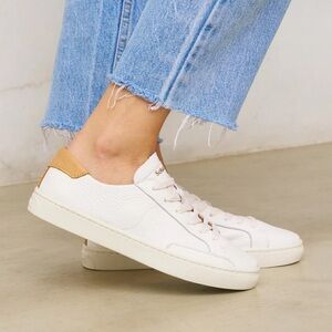 Soludos The Ibiza Classic Sneakers in Oasis White Size 7 Pebbled White Leather